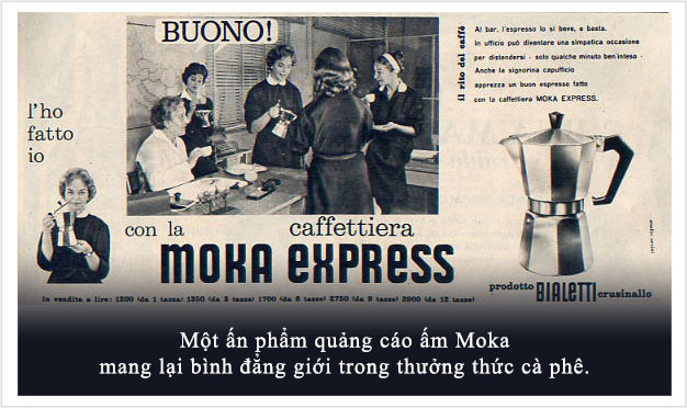 A Moka pot advertisement offered gender equality in coffee enjoyment