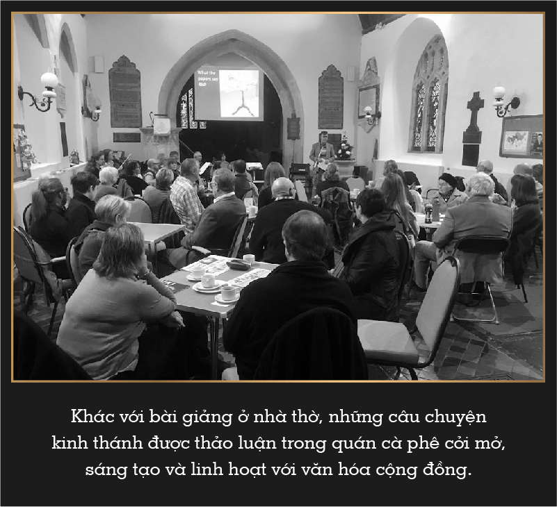 Unlike the sermon at the church, the biblical stories discussed in the cafe are open, creative and flexible with the community culture.