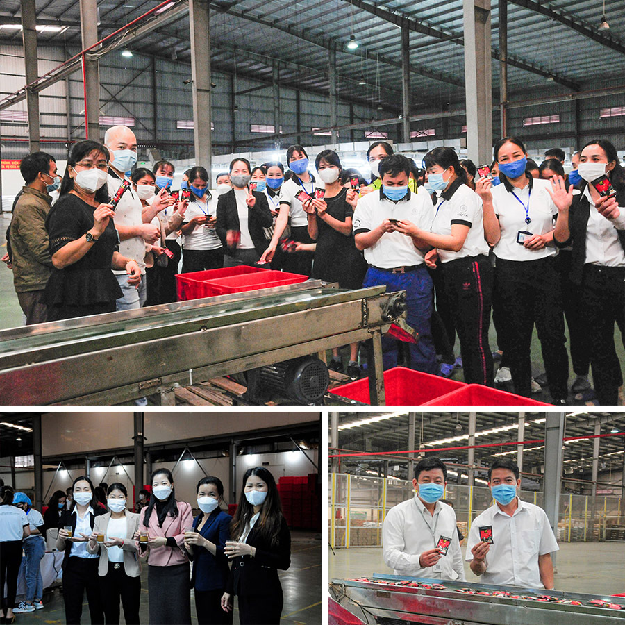 Những Anh Chị Em nhà máy Trung Nguyên tại Bắc Giang tự hào với lô hàng sản xuất cà phê năng lượng G7 đầu tiên theo đúng chuẩn chất lượng và hương vị của Tập đoàn Trung Nguyên Legend