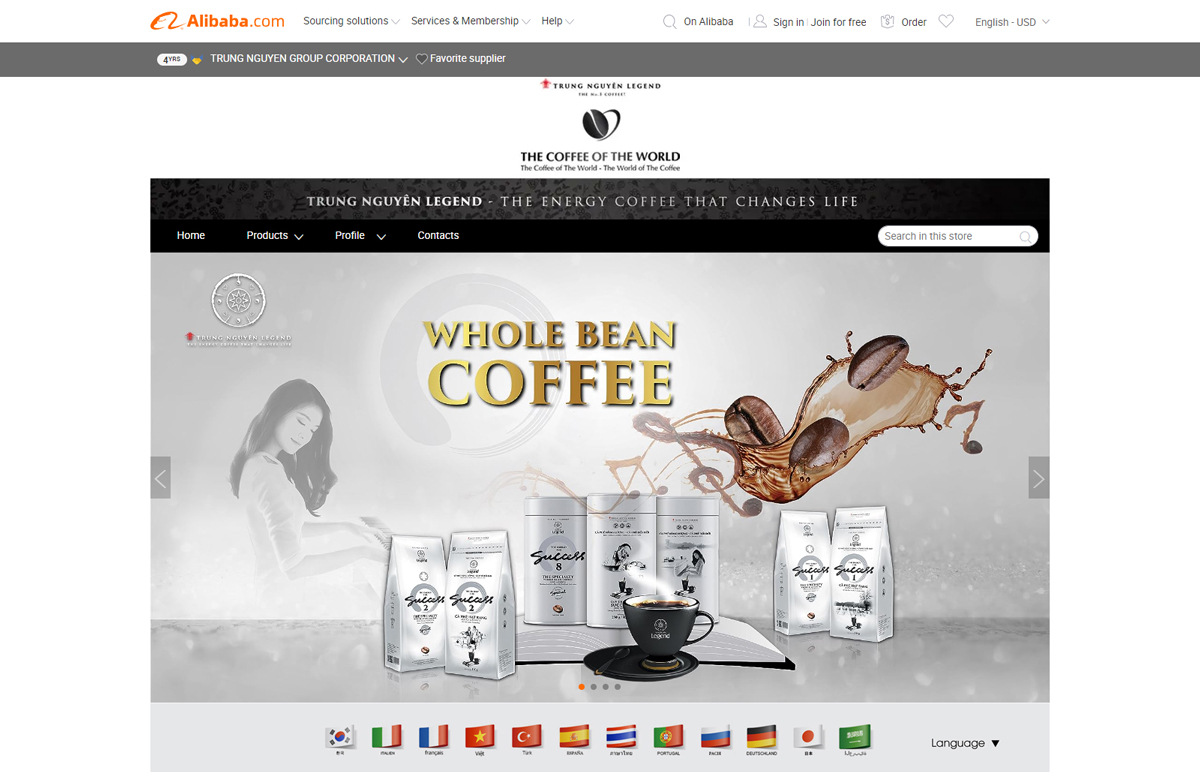 Trung Nguyên Legend Success cũng như đa dạng các sản phẩm cà phê năng lượng Trung Nguyên Legend đã luôn được người yêu cà phê quốc tế yêu thích tìm mua tại Gian hàng chính thức Trung Nguyên Legend trên sàn thương mại điện tử toàn cầu Alibaba.
