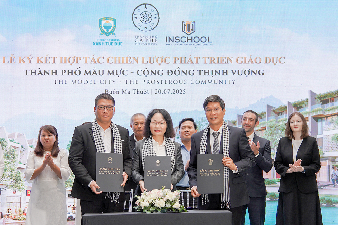 Trung Nguyên Legend ký kết hợp tác chiến lược triển khai trường mầm non và tiểu học chuẩn quốc tế tại khu đô thị Thành Phố Cà Phê. 