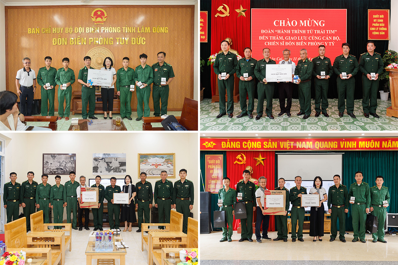 Hành trình Từ Trái Tim mang theo những cuốn sách quý và phần quà thiết thực, tiếp thêm động lực, lan tỏa khát vọng vươn lên và hun đúc ý chí cho cán bộ, chiến sĩ biên phòng.