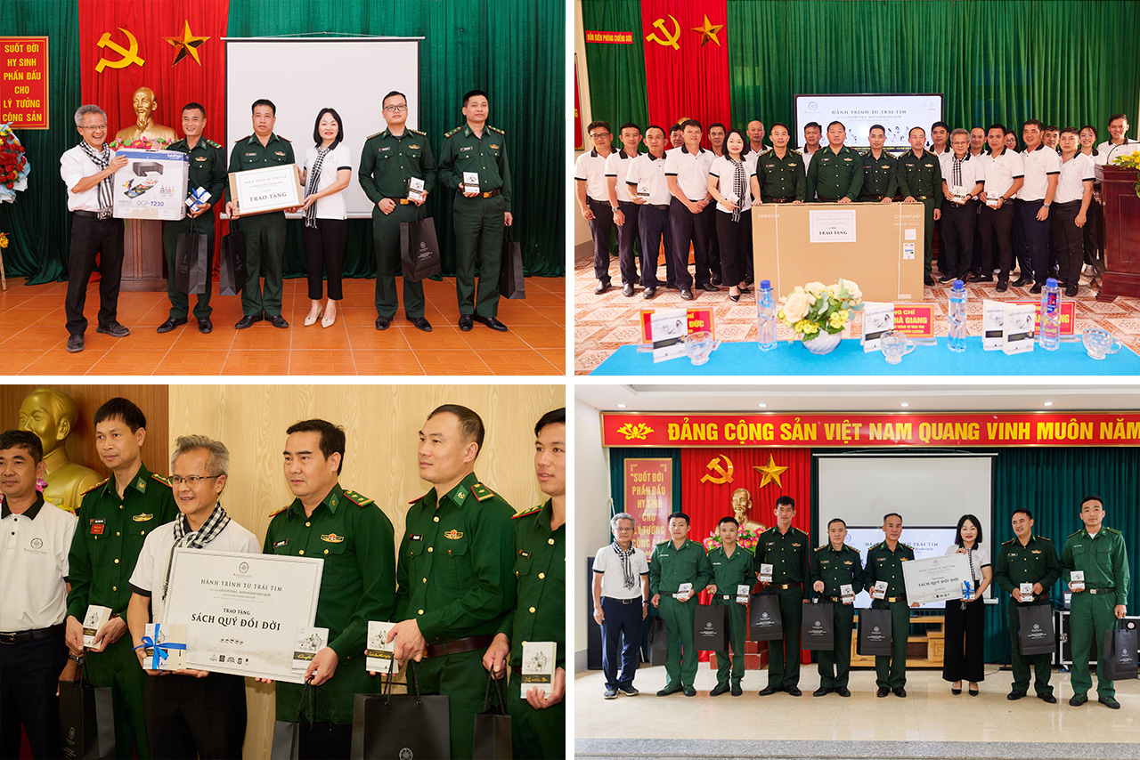 Những món quà thiết thực và cuốn sách quý Hành trình Từ Trái Tim trao tặng đến các cán bộ, chiến sĩ, hun đúc tinh thần, bản lĩnh nơi tuyến đầu